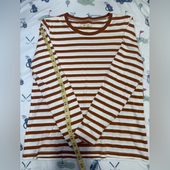 Madewell Tan and White Striped long-sleeved shirt size small - Picture 5 of 14